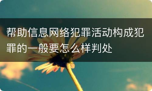 帮助信息网络犯罪活动构成犯罪的一般要怎么样判处