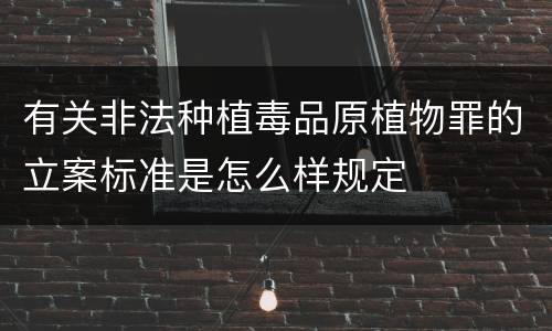 有关非法种植毒品原植物罪的立案标准是怎么样规定