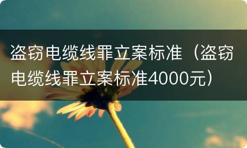 盗窃电缆线罪立案标准（盗窃电缆线罪立案标准4000元）