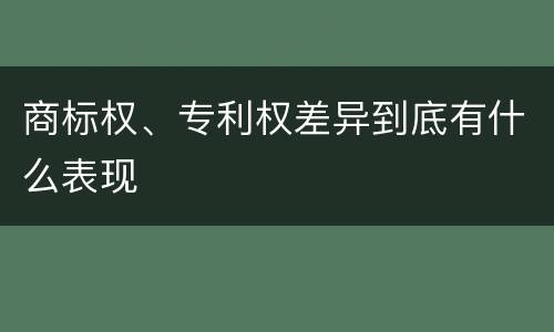 商标权、专利权差异到底有什么表现