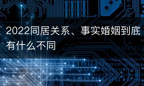 2022同居关系、事实婚姻到底有什么不同