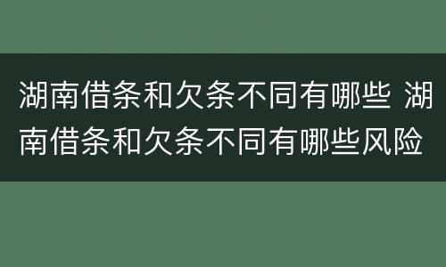 湖南借条和欠条不同有哪些 湖南借条和欠条不同有哪些风险