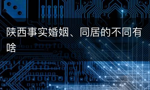 陕西事实婚姻、同居的不同有啥