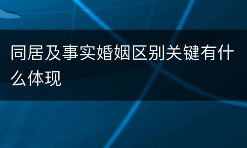 同居及事实婚姻区别关键有什么体现