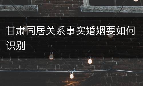 甘肃同居关系事实婚姻要如何识别