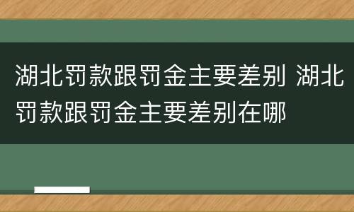 湖北罚款跟罚金主要差别 湖北罚款跟罚金主要差别在哪