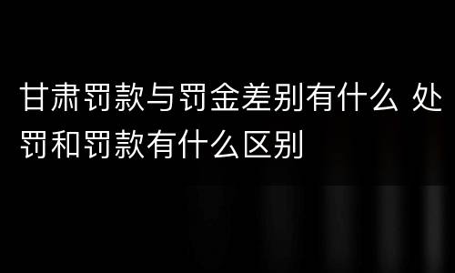 甘肃罚款与罚金差别有什么 处罚和罚款有什么区别