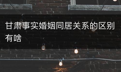 甘肃事实婚姻同居关系的区别有啥
