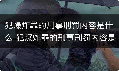 犯爆炸罪的刑事刑罚内容是什么 犯爆炸罪的刑事刑罚内容是什么意思