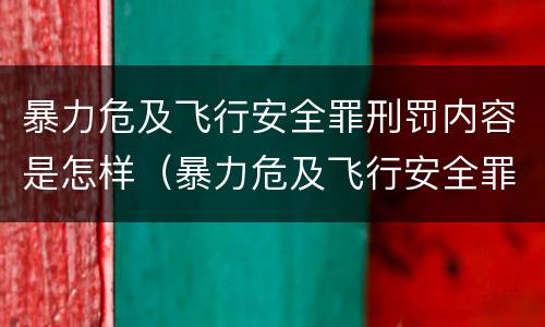 暴力危及飞行安全罪刑罚内容是怎样（暴力危及飞行安全罪刑罚内容是怎样写）