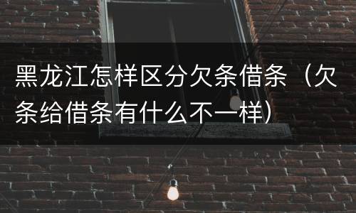 黑龙江怎样区分欠条借条（欠条给借条有什么不一样）