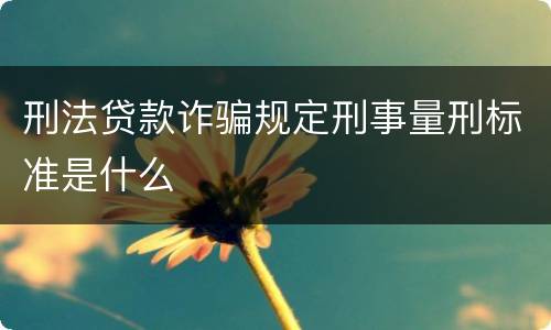 刑法贷款诈骗规定刑事量刑标准是什么