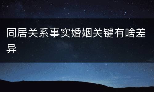 同居关系事实婚姻关键有啥差异