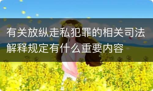 有关放纵走私犯罪的相关司法解释规定有什么重要内容