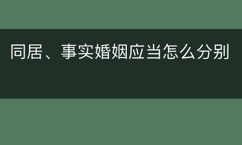 同居、事实婚姻应当怎么分别