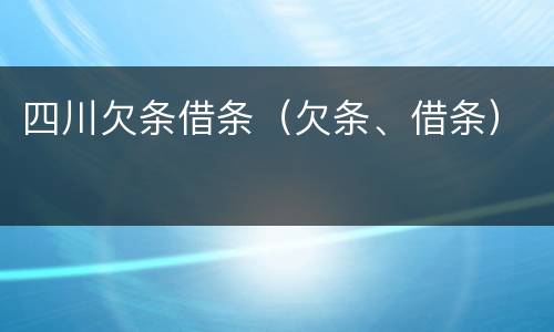 四川欠条借条（欠条、借条）
