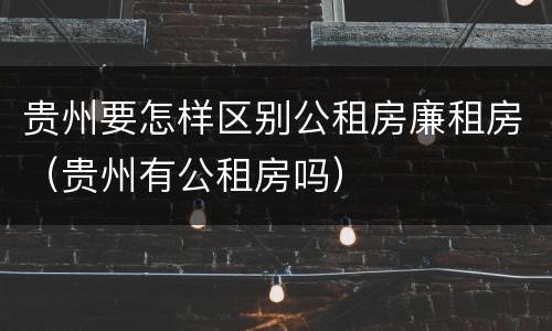贵州要怎样区别公租房廉租房（贵州有公租房吗）