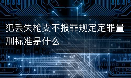 犯丢失枪支不报罪规定定罪量刑标准是什么