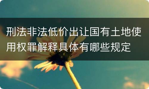 刑法非法低价出让国有土地使用权罪解释具体有哪些规定
