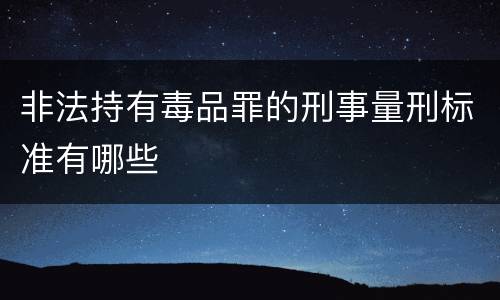 非法持有毒品罪的刑事量刑标准有哪些