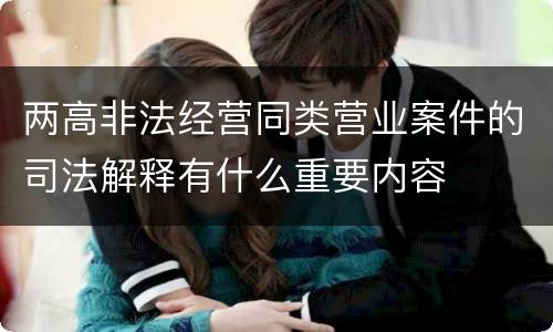 两高非法经营同类营业案件的司法解释有什么重要内容