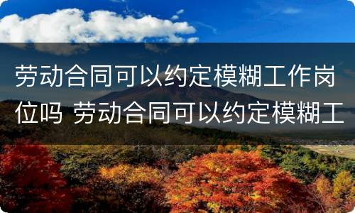 劳动合同可以约定模糊工作岗位吗 劳动合同可以约定模糊工作岗位吗合法吗