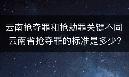 云南抢夺罪和抢劫罪关键不同 云南省抢夺罪的标准是多少?