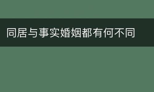 同居与事实婚姻都有何不同
