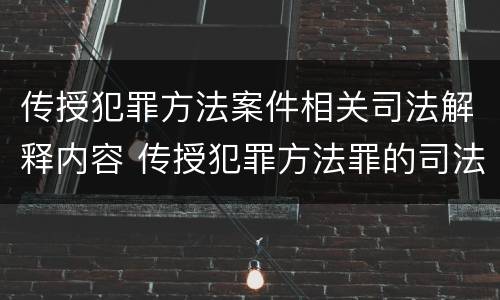 传授犯罪方法案件相关司法解释内容 传授犯罪方法罪的司法解释