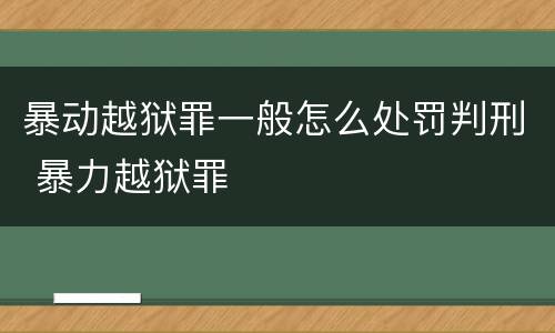暴动越狱罪一般怎么处罚判刑 暴力越狱罪