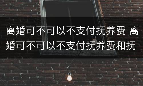 离婚可不可以不支付抚养费 离婚可不可以不支付抚养费和抚养费