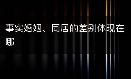 事实婚姻、同居的差别体现在哪