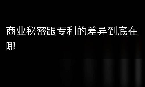 商业秘密跟专利的差异到底在哪