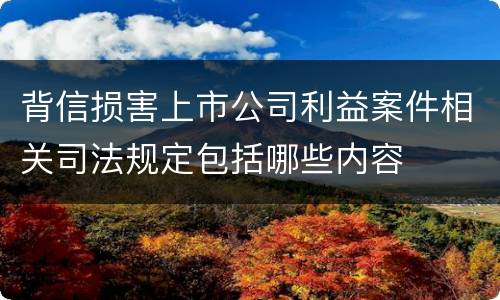 背信损害上市公司利益案件相关司法规定包括哪些内容