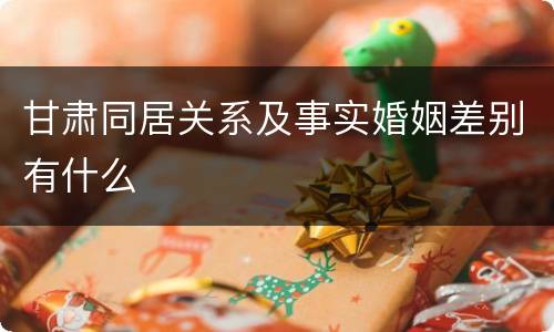 甘肃同居关系及事实婚姻差别有什么