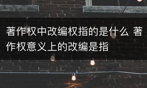著作权中改编权指的是什么 著作权意义上的改编是指