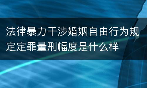 法律暴力干涉婚姻自由行为规定定罪量刑幅度是什么样