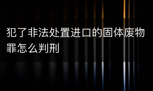 犯了非法处置进口的固体废物罪怎么判刑