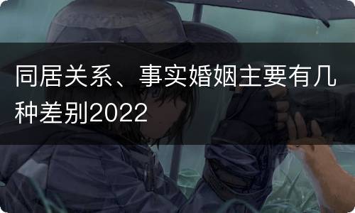 同居关系、事实婚姻主要有几种差别2022