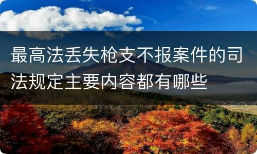 最高法丢失枪支不报案件的司法规定主要内容都有哪些