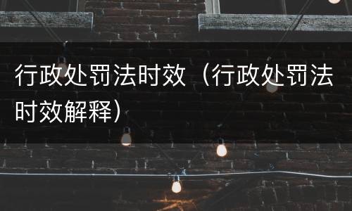 行政处罚法时效（行政处罚法时效解释）