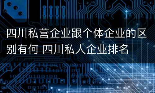 四川私营企业跟个体企业的区别有何 四川私人企业排名
