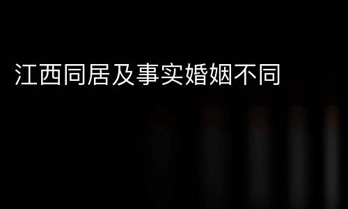 江西同居及事实婚姻不同