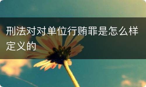 刑法对对单位行贿罪是怎么样定义的