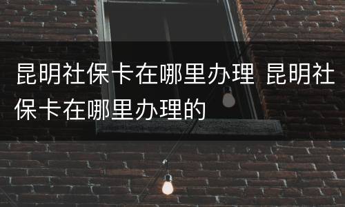 昆明社保卡在哪里办理 昆明社保卡在哪里办理的
