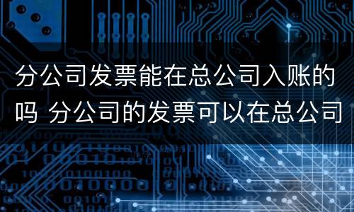 分公司发票能在总公司入账的吗 分公司的发票可以在总公司入账吗