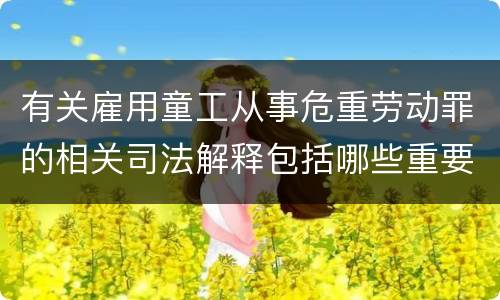 有关雇用童工从事危重劳动罪的相关司法解释包括哪些重要规定