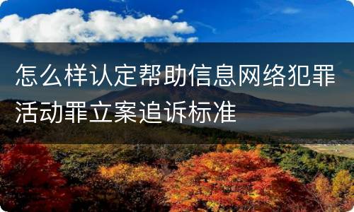 怎么样认定帮助信息网络犯罪活动罪立案追诉标准
