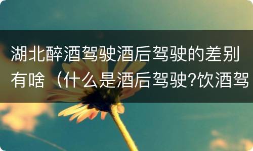 湖北醉酒驾驶酒后驾驶的差别有啥（什么是酒后驾驶?饮酒驾驶与醉酒驾驶的区别是什么?）