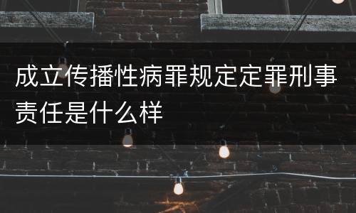 成立传播性病罪规定定罪刑事责任是什么样